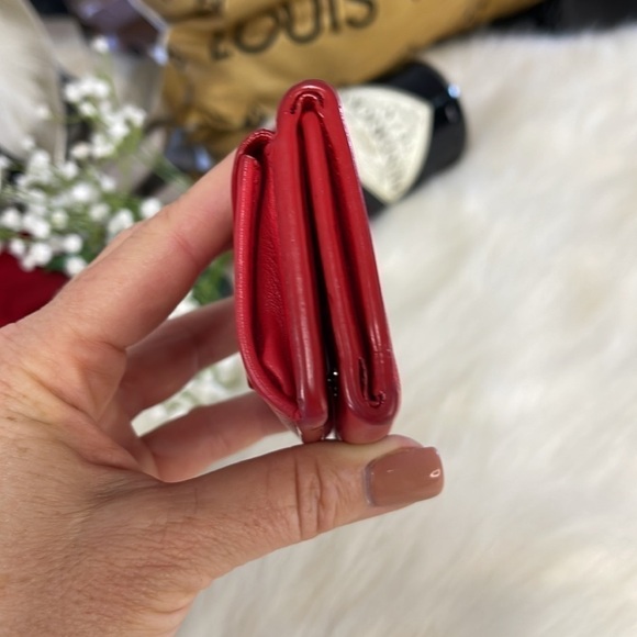 AUTHENTIC BALENCIAGA RED LEATHER PAPIER-MÂCHÉ MINI TRI-FOLD WALLET - Picture 9 of 10